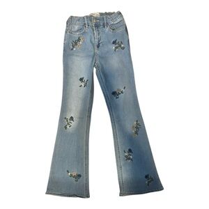 Abercrombie Kids Light Blue Floral High Rise Flare Jeans